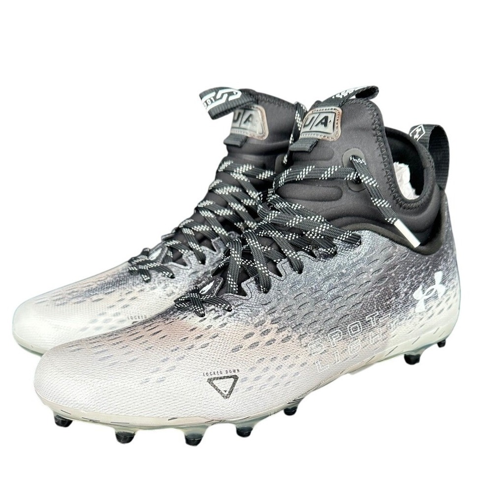 Under Armour Spotlight Lux MC 2.0 Mens Football Cleats Size 13‎ Black White Gray